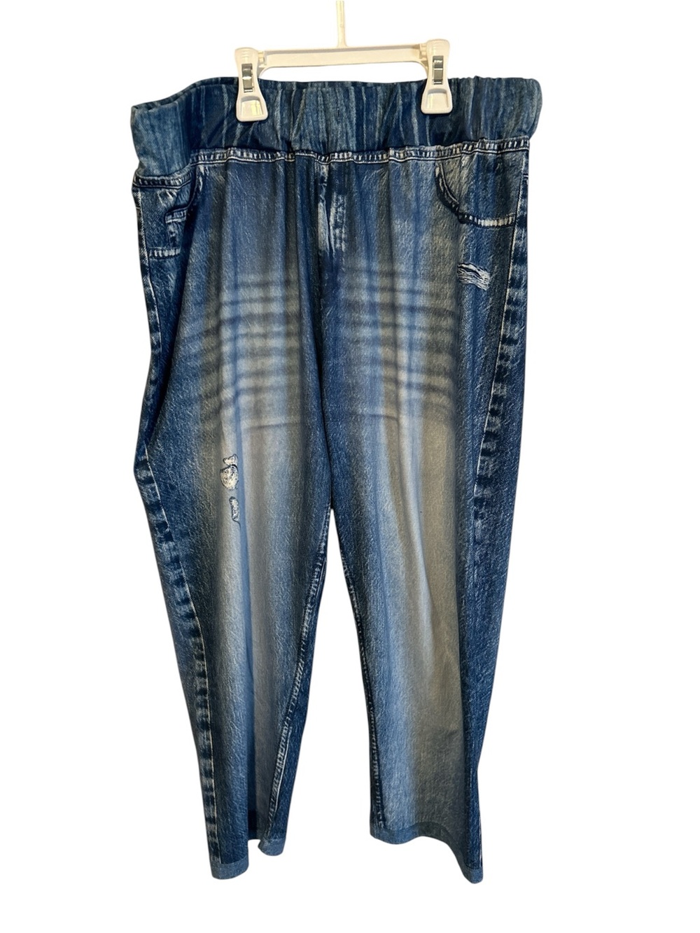 Women’s Plus Size Stretch Capri Leggings, Denim LIKE Design Size XXL